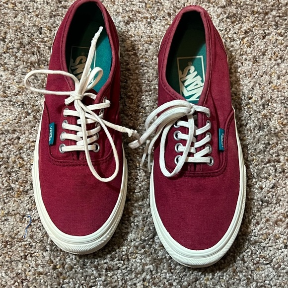 Maroon Red Off White Trim Vans Size Men 4 Women 5.5 Shoes - Picture 2 of 12